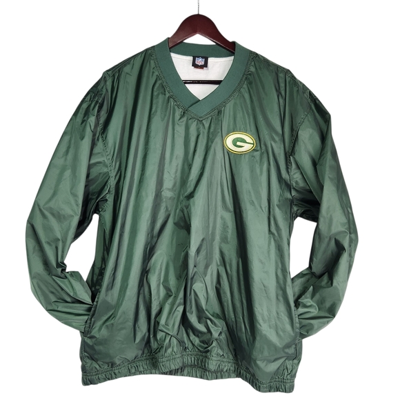 Green Bay Packers Green Windbreaker Jacket Mens XL Lined Pockets - Picture 2 of 11